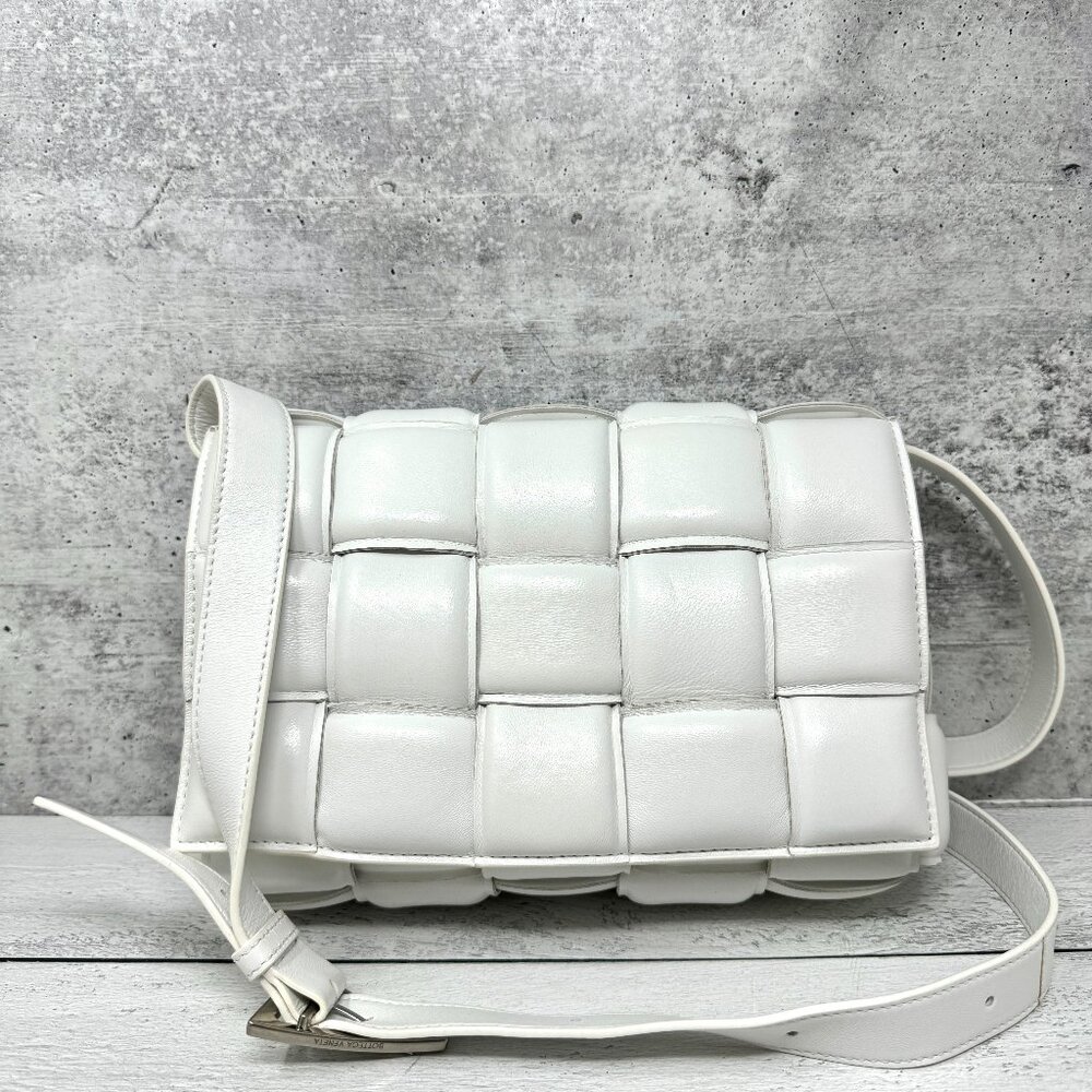 BOTTEGA VENETA Padded Cassette White w/ Brushed Silver HW
